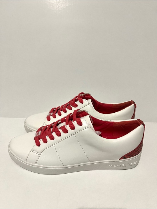 Michael Kors Shoes - Michael Kors White Leather Sneakers with Red Accents